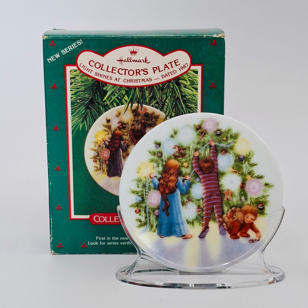 1987 Hallmark Keepsake Ornament Light Shines At Christmas Collector Plate Boxed